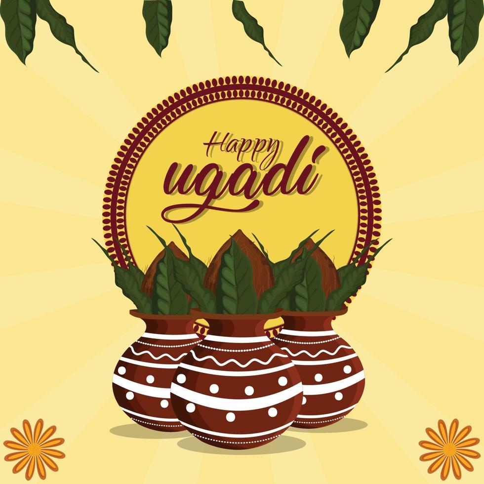 tarjeta de felicitación creativa de gudi padwa vector