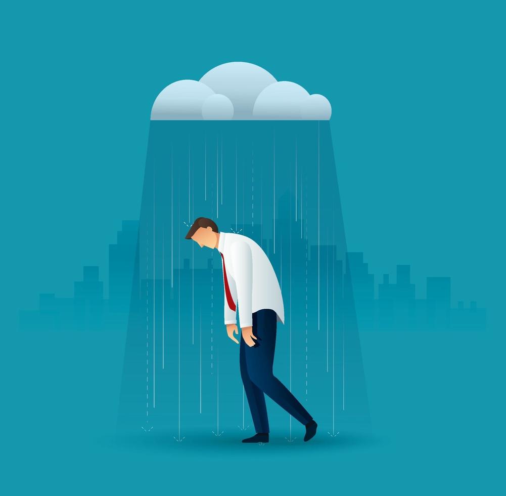 Businessman in the rain. vector illustration