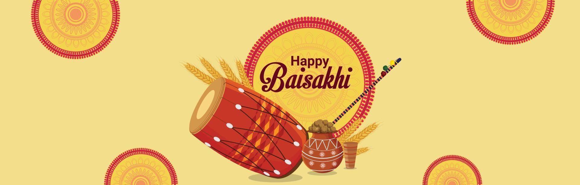 Happy vaisakhi celebration banner vector