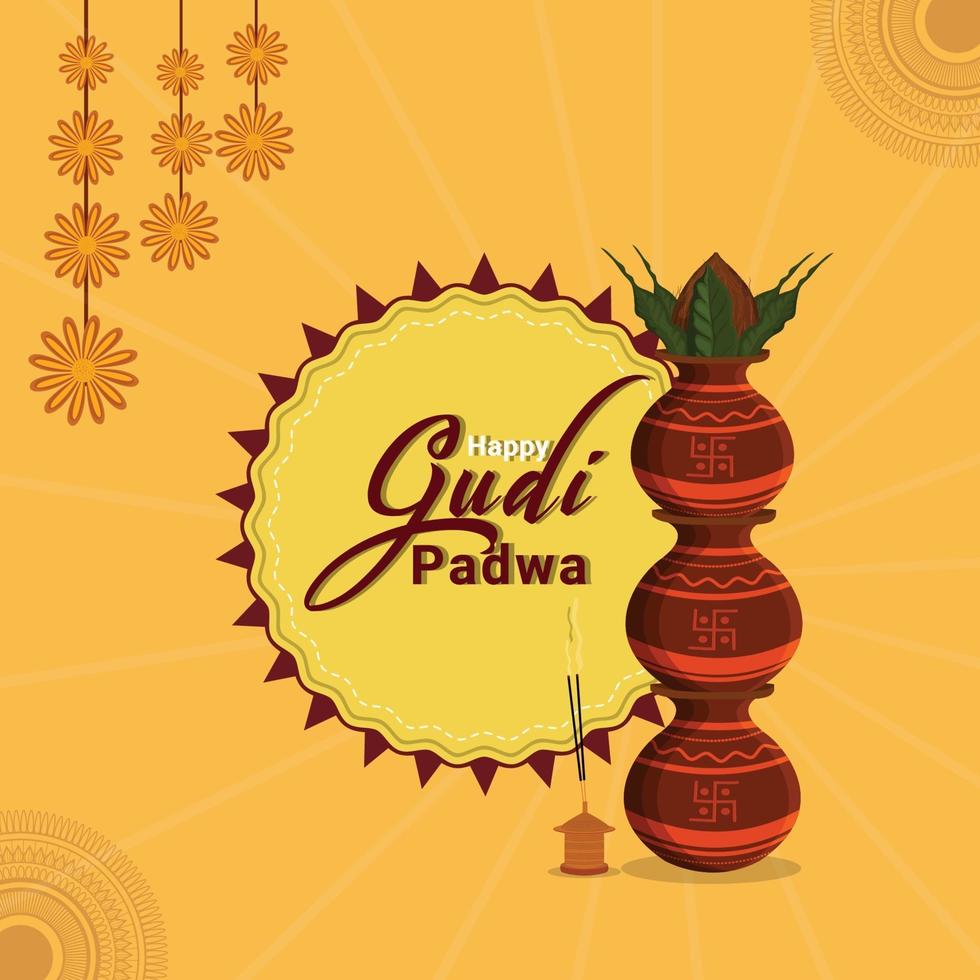 Happy gudi padwa celebration background vector