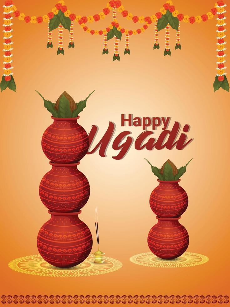 Happy gudi padwa celebration greeting card vector