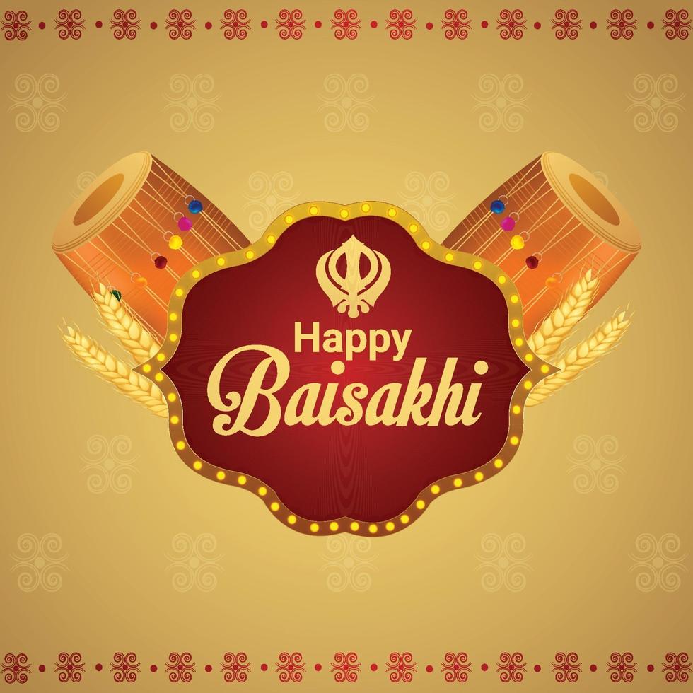 Happy vaisakhi celebration greeting card vector