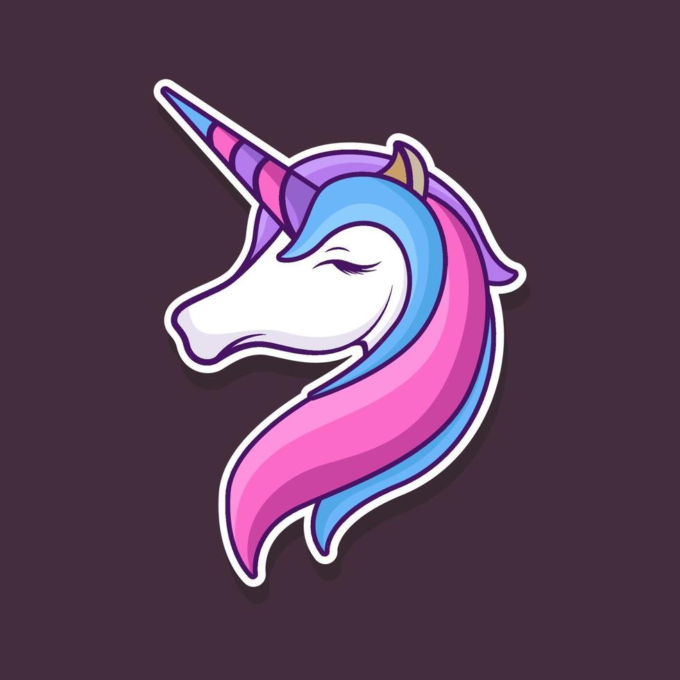 Unicorn cute sticker illustration for children design. Vector illustration.