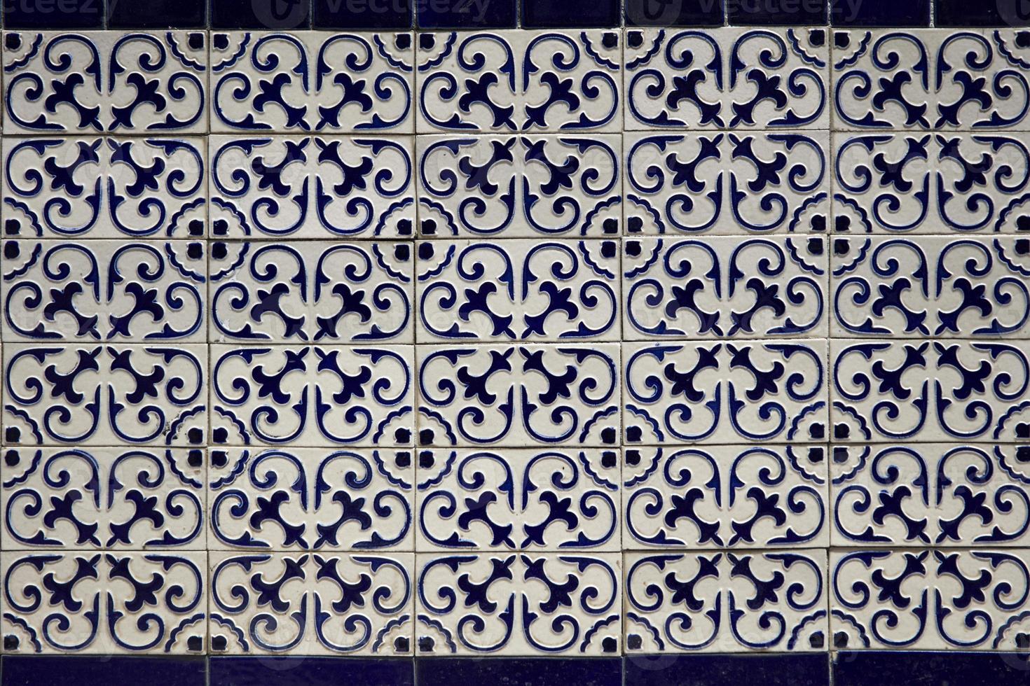 Decorative tiles from building in Santiago Chile photo
