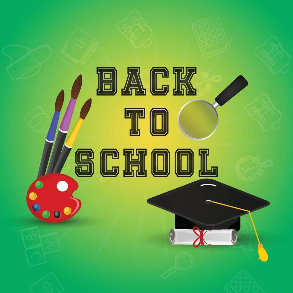 Back to school background with school supplies vector