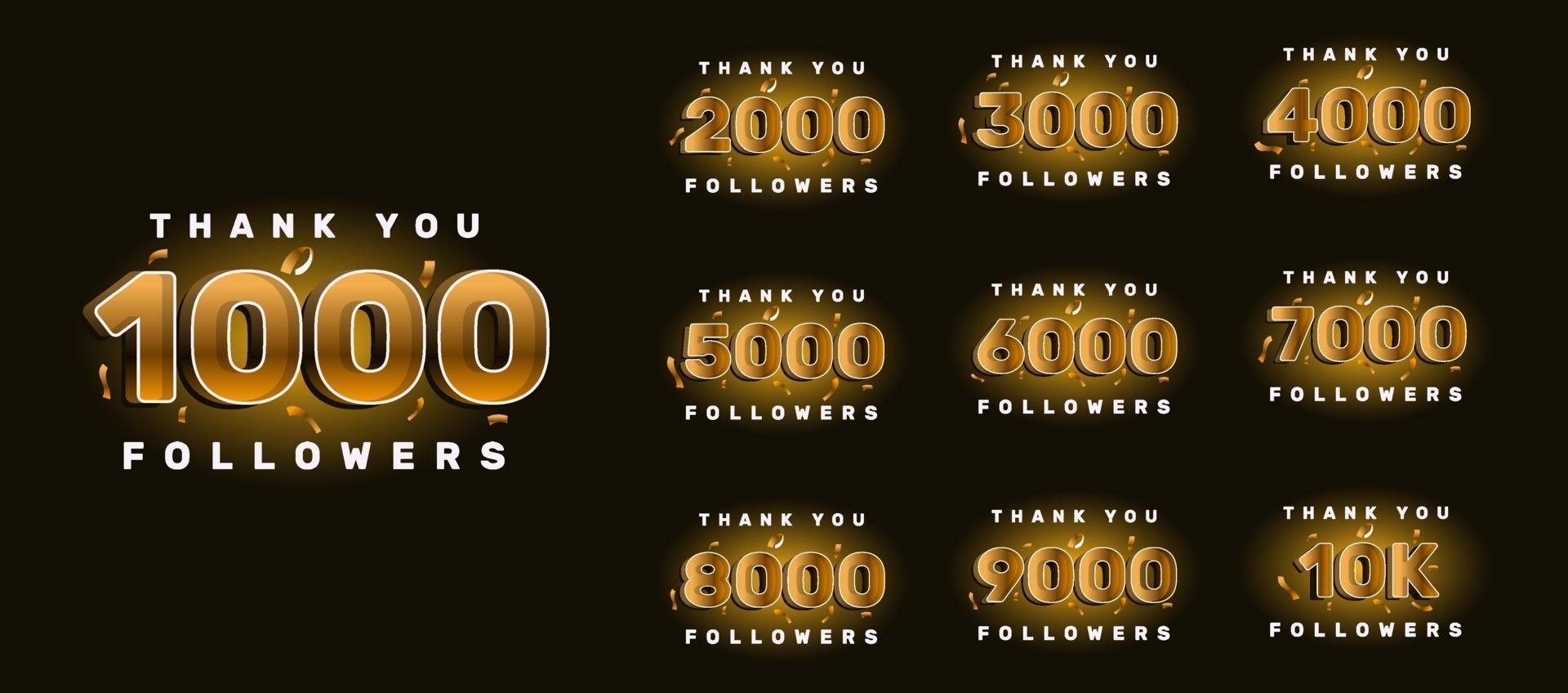 Thank you followers congratulation card. Number of subscribers. Vector illustration for Social Networks