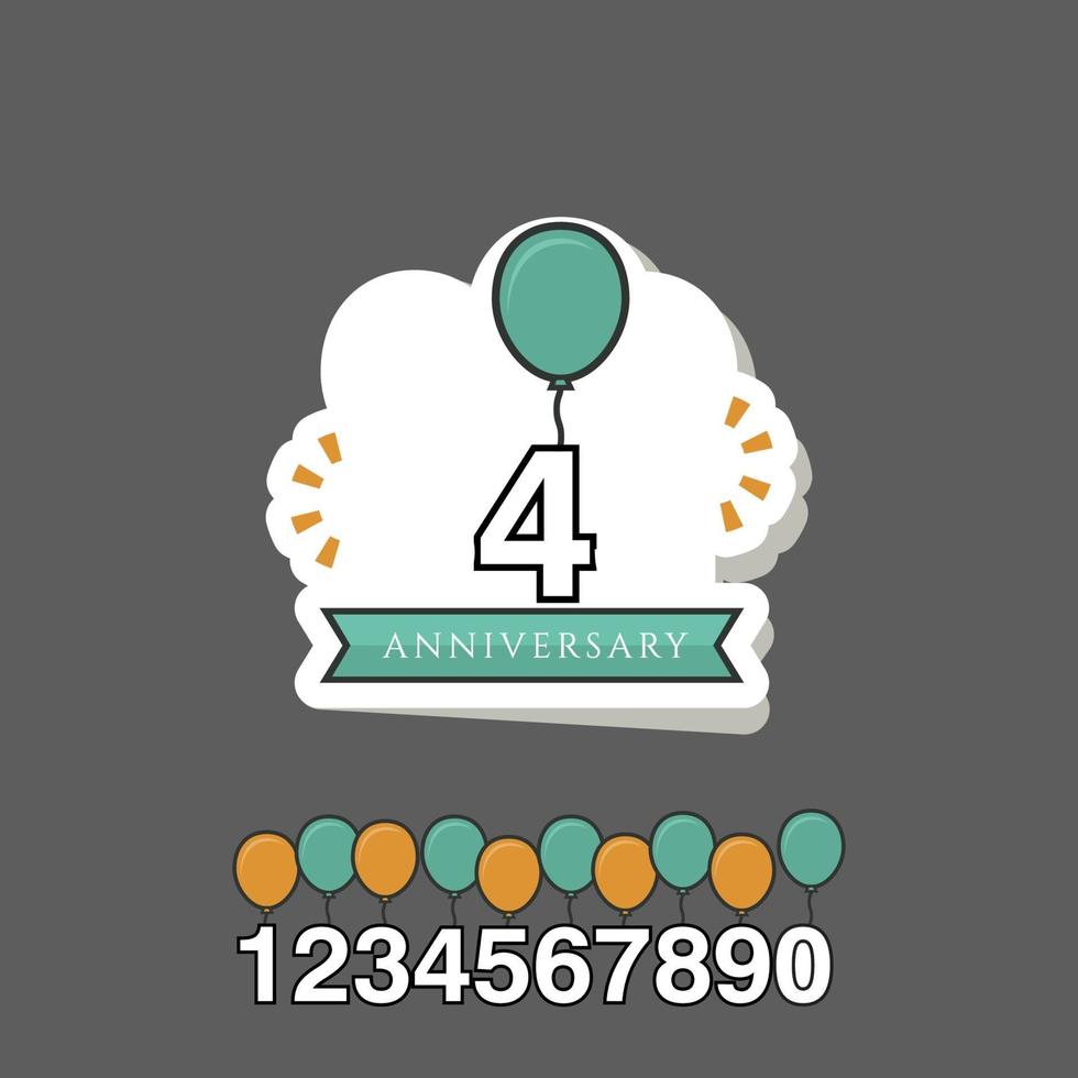 4 Year Anniversary Vector Template Design Illustration