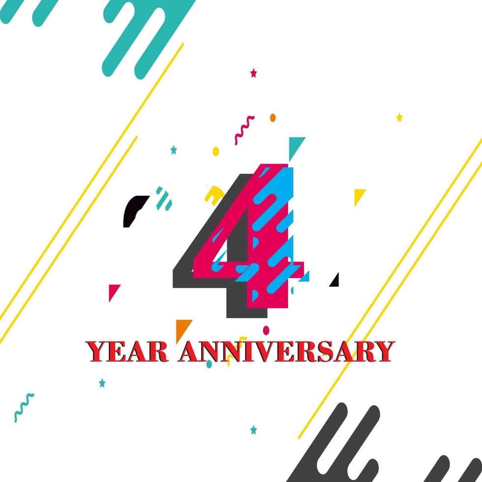 4 Year Anniversary Vector Template Design Illustration