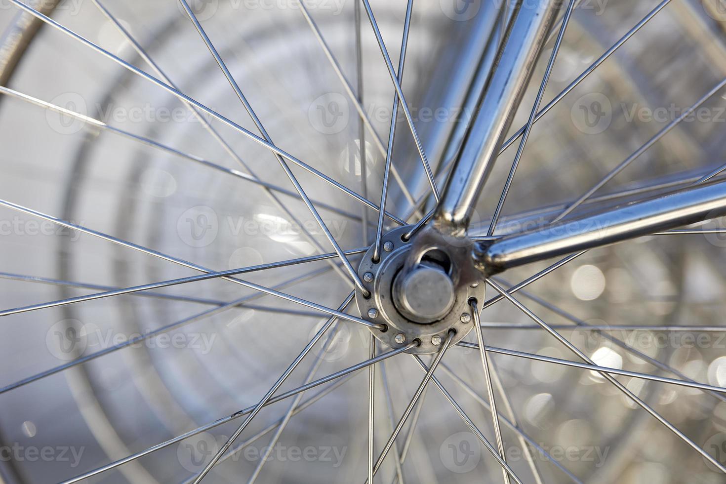 Closeup of the bicycle wheels photo