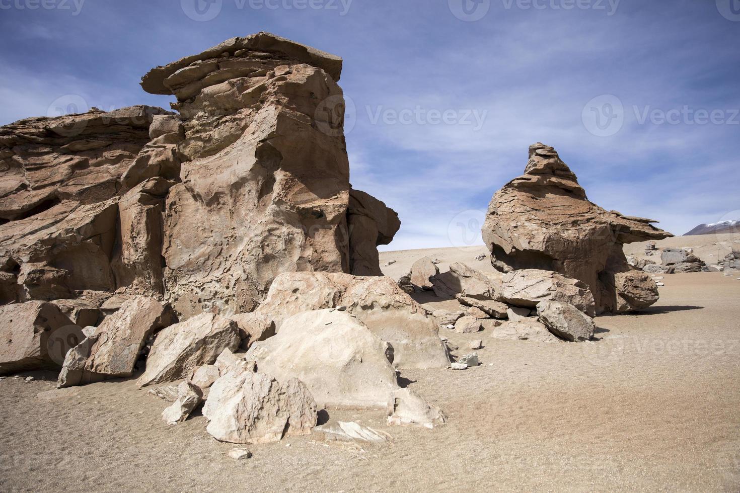 Rock formations of Dali desert in Bolivia photo