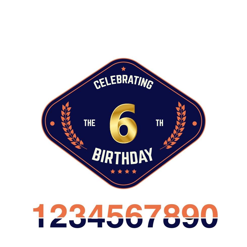 6 Year Anniversary Vector Template Design Illustration