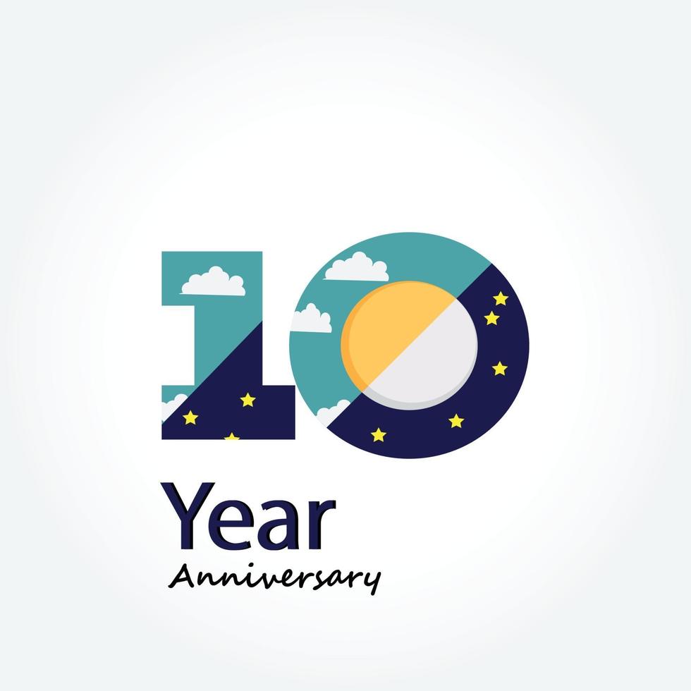 Year Anniversary Logo Vector Template Design Illustration blue and white
