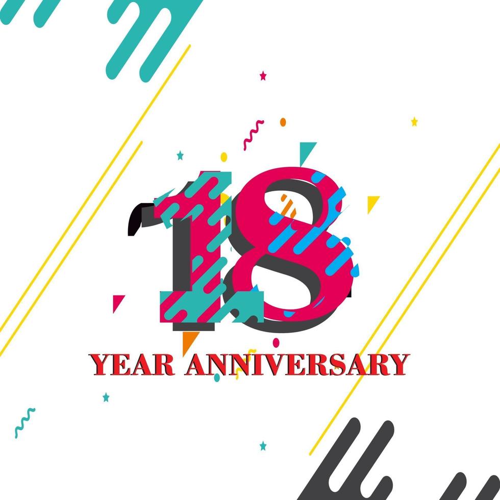 18 Year Anniversary Set Vector Template Design Illustration