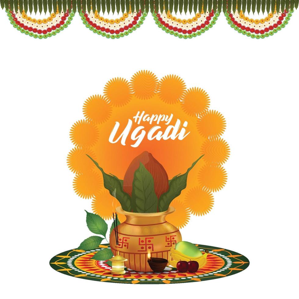 Gudi padwa celebration greeting card vector