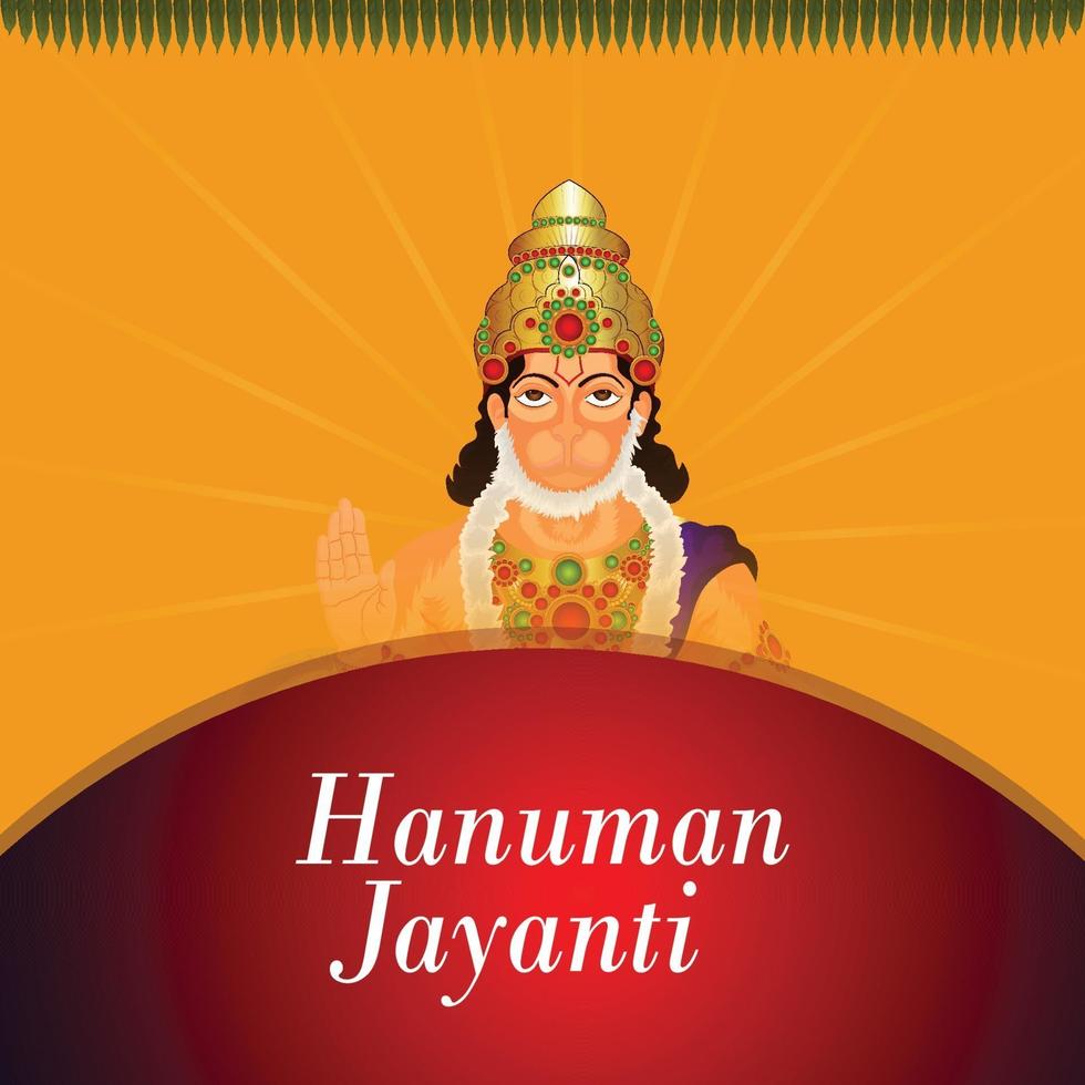 tarjeta de felicitación de celebración de hanuman jayanti y fondo con lord hanuman vector