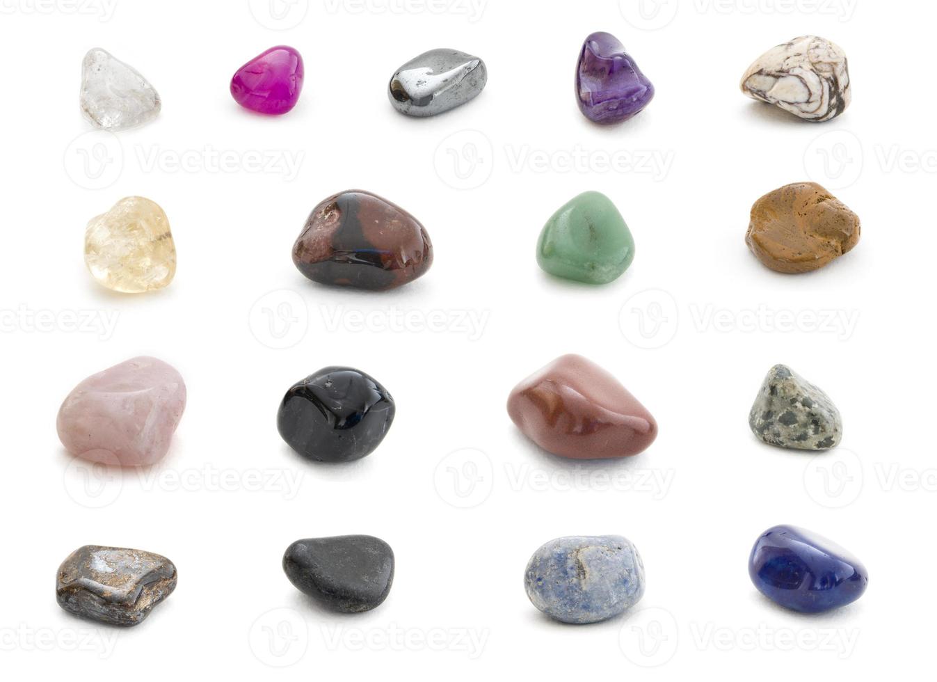 Set of minerals on the white background photo