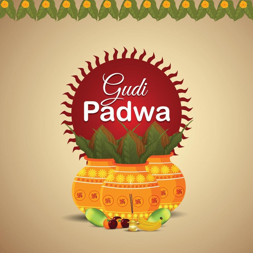 Happy gudi padwa celebration background vector