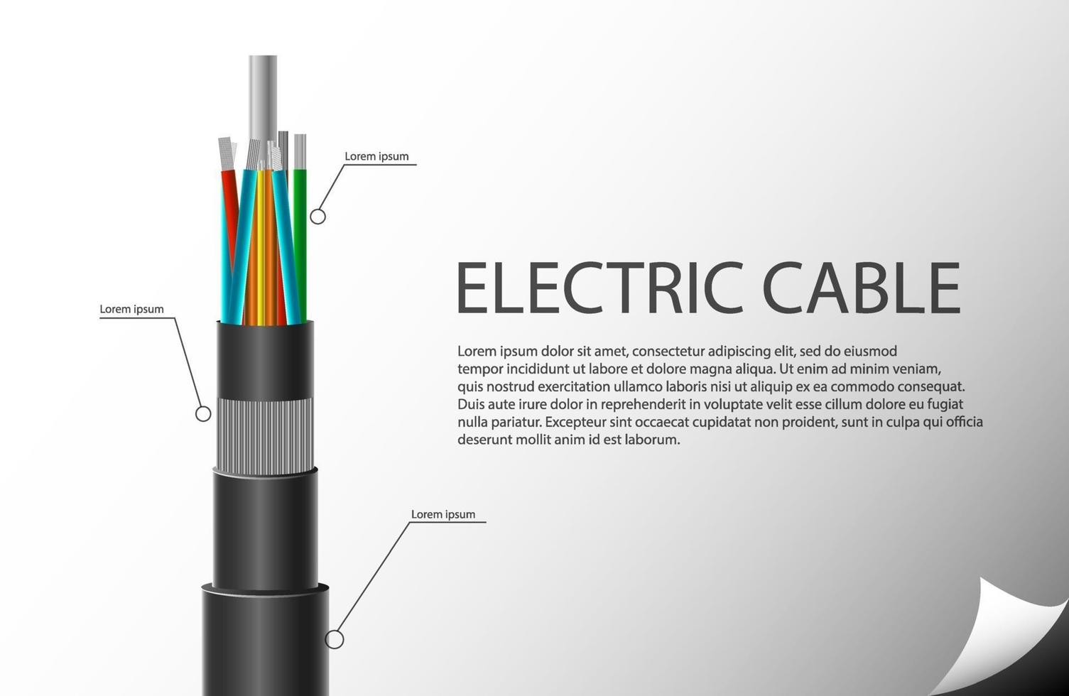 tecnología de cable eléctrico. estilo realista aislado. vector