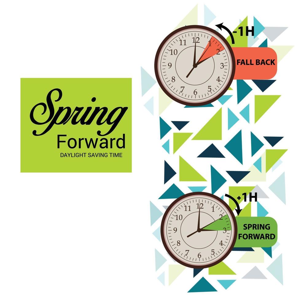 Ilustración vectorial de un banner para cambiar el mensaje de relojes para el horario de verano. vector