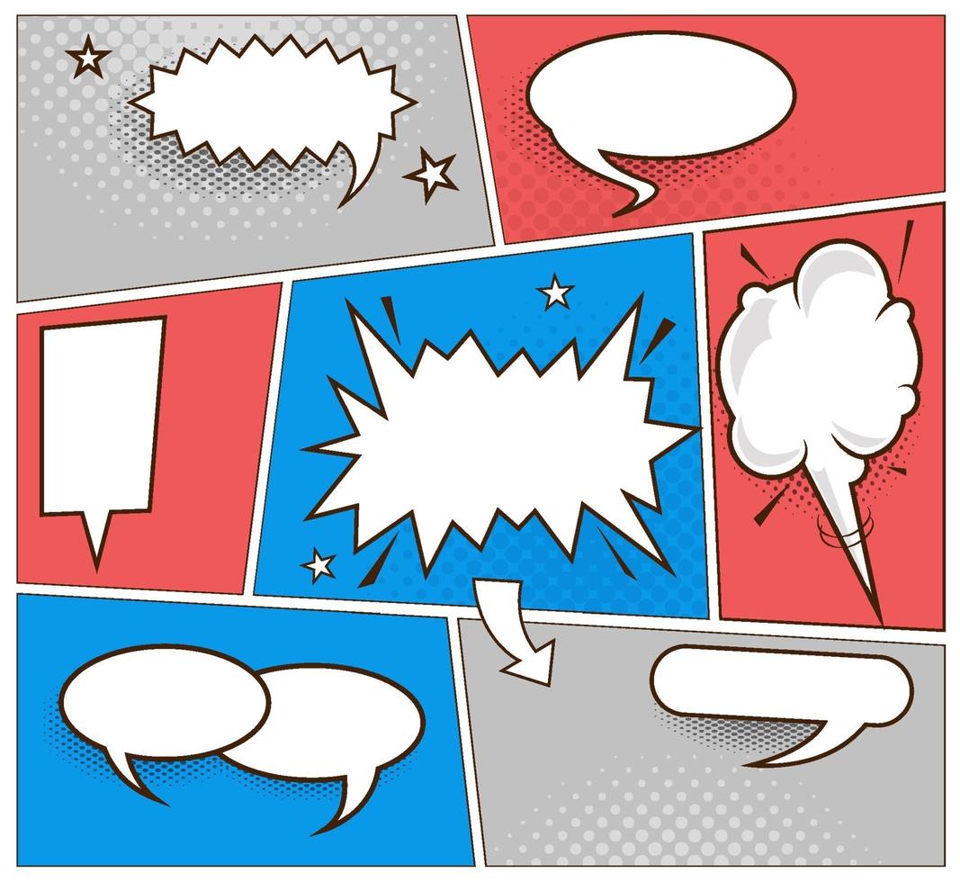 Set Comic speech bubble set in with black halftone shadows. vector
