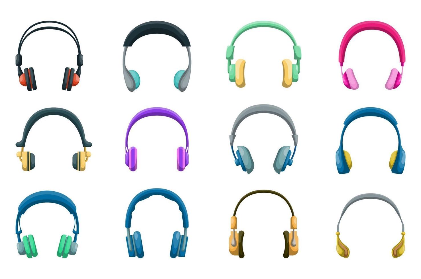 Headphones icons big set. Over-ear. Vector illustration design.