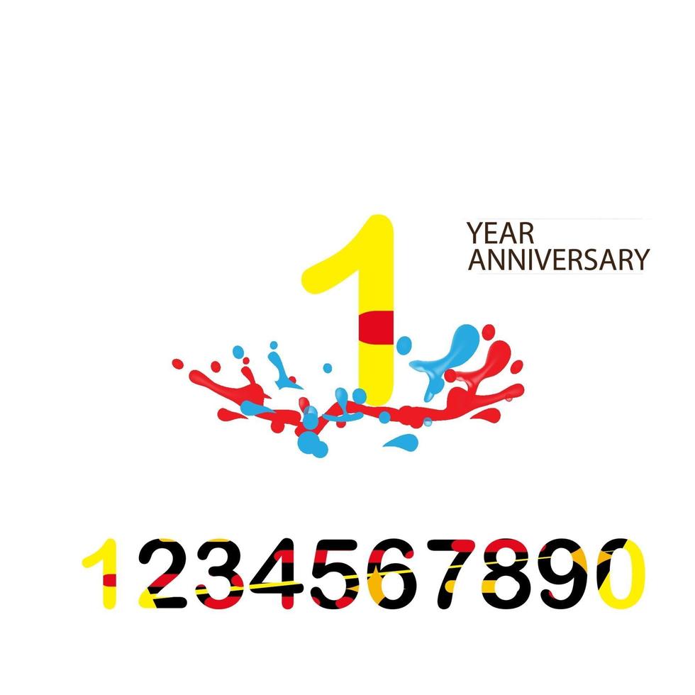 1 Year anniversary celebration vector template illustration