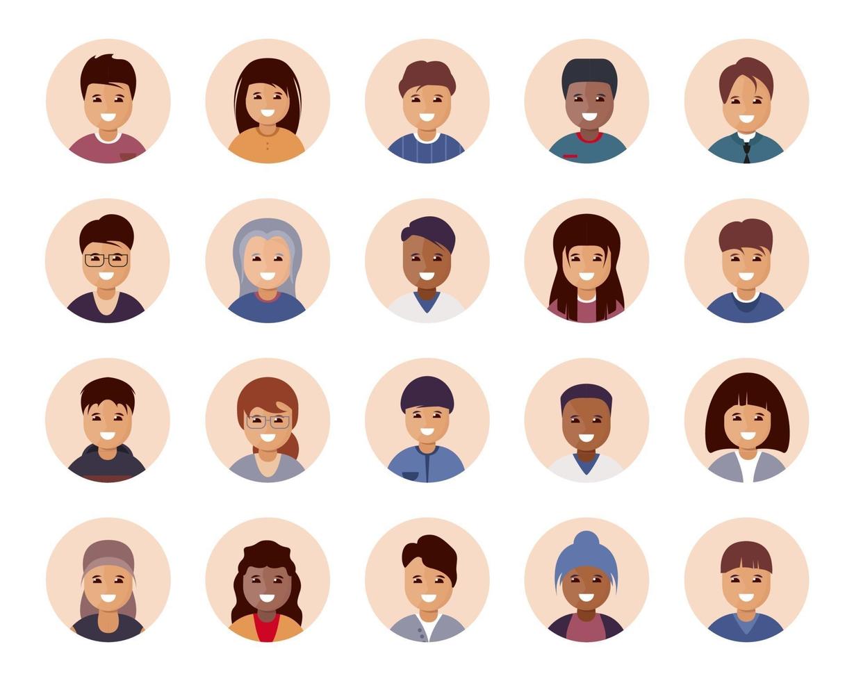 People avatar icon big collection. Set including male and female. Vector illustration design.