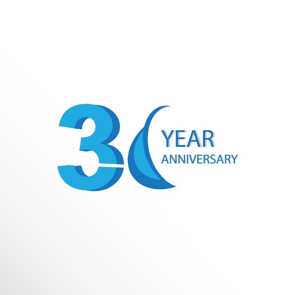 30 Year Anniversary Logo Vector Template Design Illustration blue and white