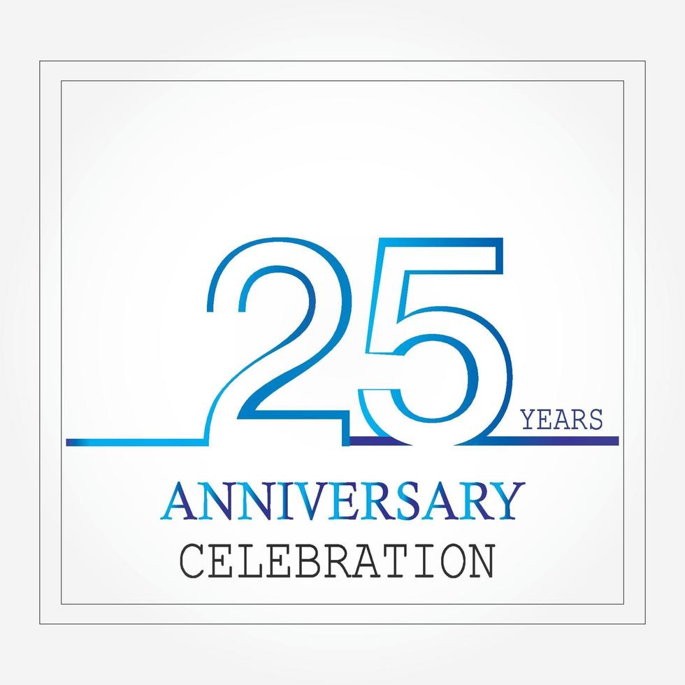 Logotipo de aniversario de años con color azul blanco de una sola línea para celebración vector