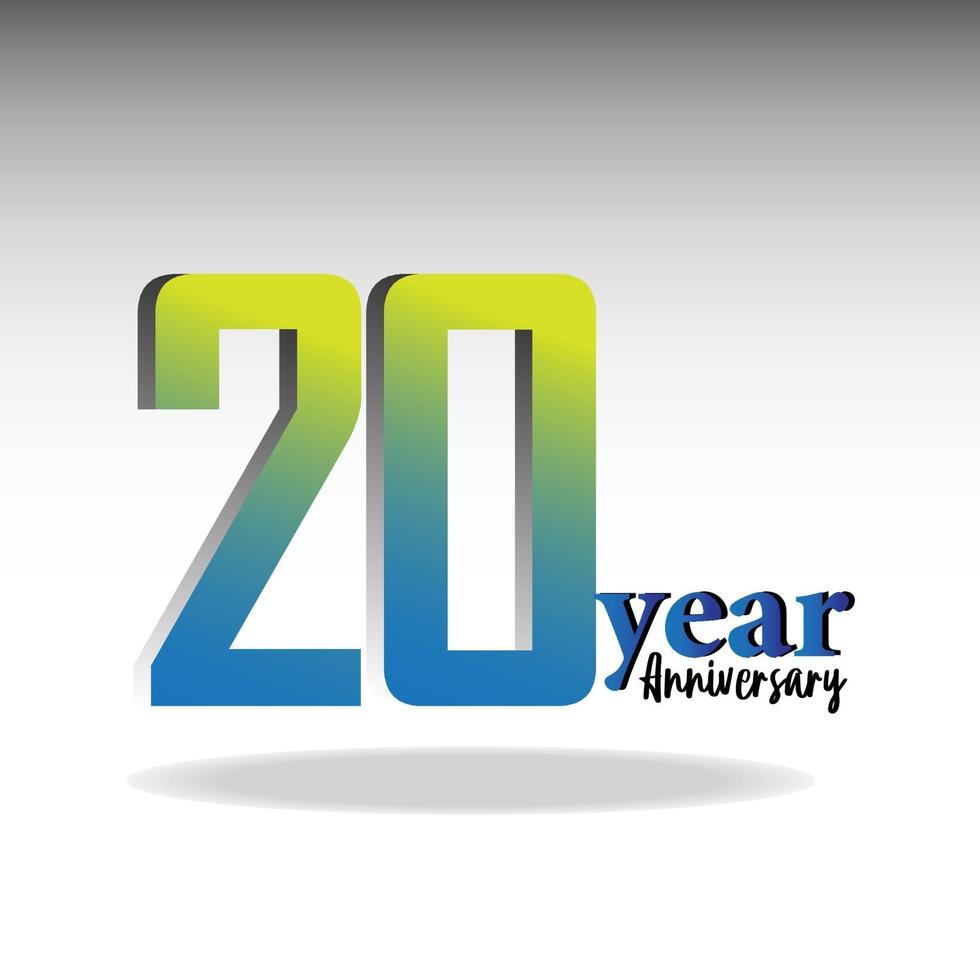 Ilustración de diseño de plantilla de vector de logotipo de aniversario de 20 años