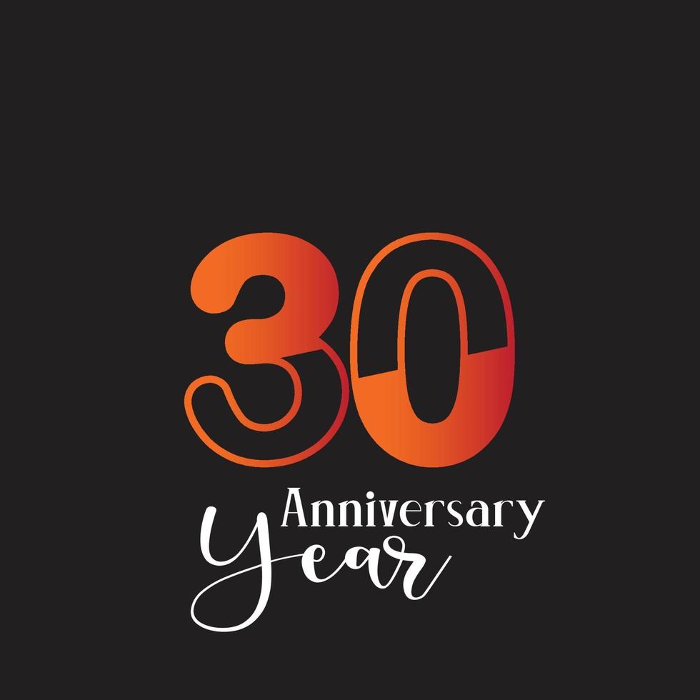Ilustración de diseño de plantilla de vector de logotipo de aniversario de 30 años