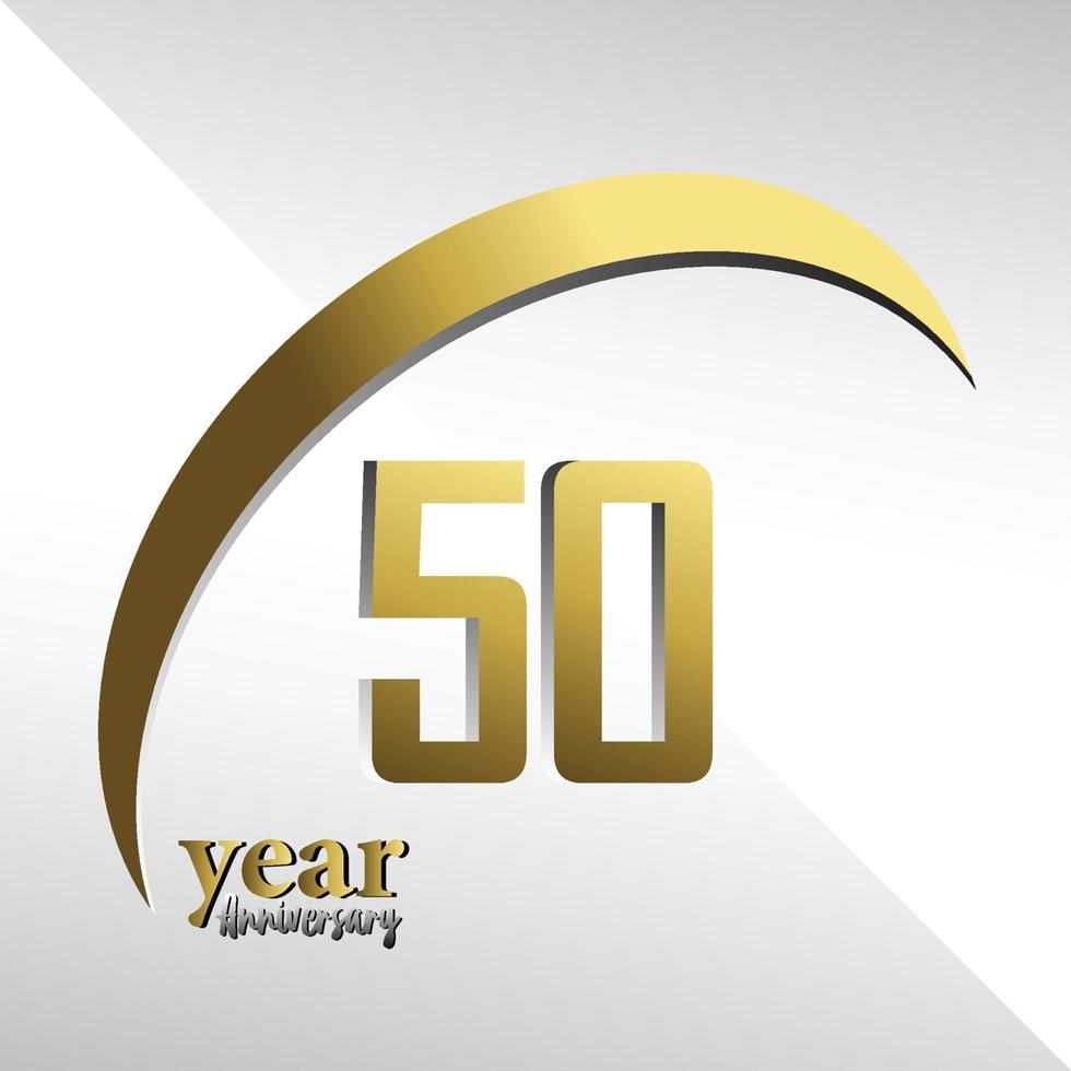 50 años aniversario logo vector plantilla diseño ilustración oro y blanco