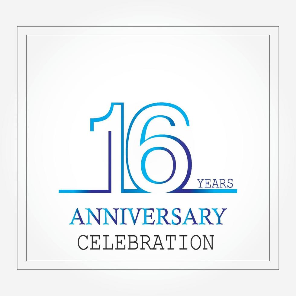 Logotipo de aniversario de años con color azul blanco de una sola línea para celebración vector