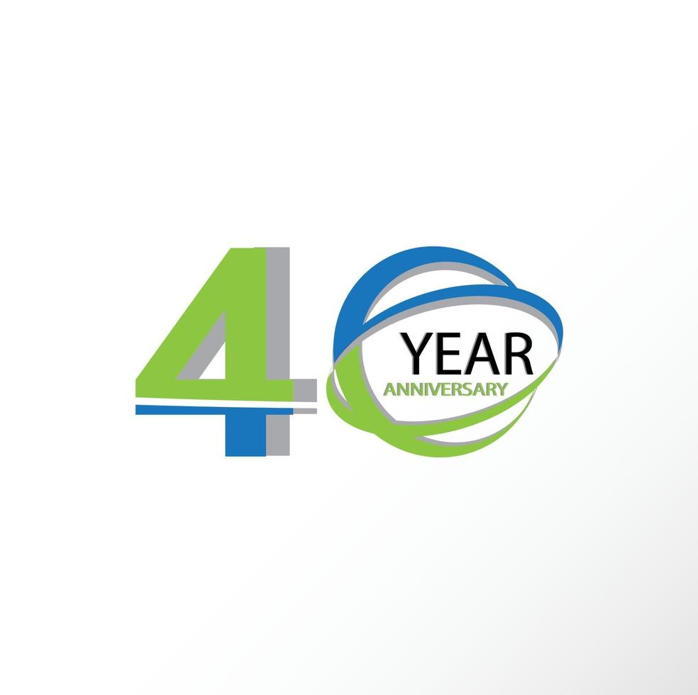 40 Year Anniversary Logo Vector Template Design Illustration blue and white