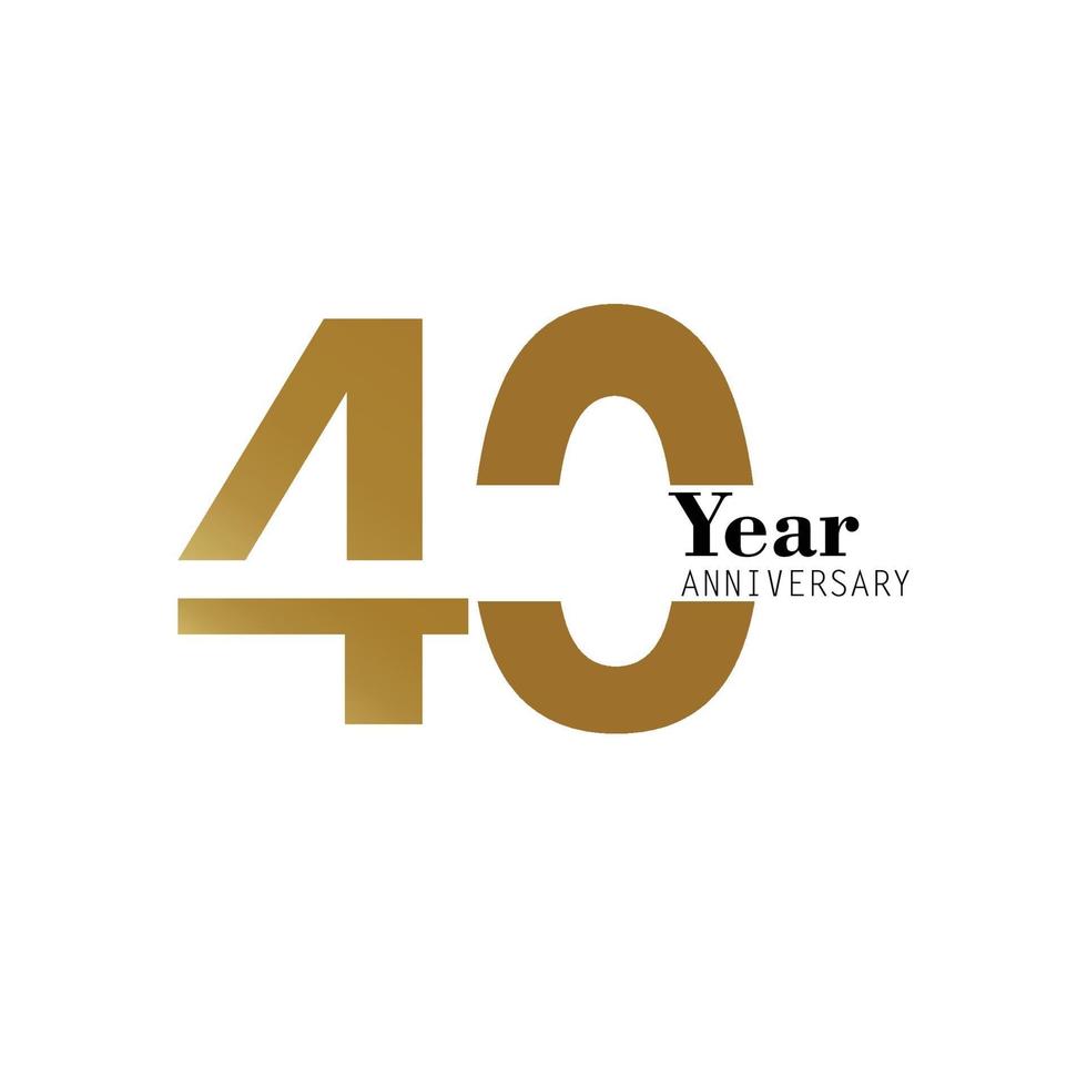 40 Year Anniversary Logo Vector Template Design Illustration gold and white