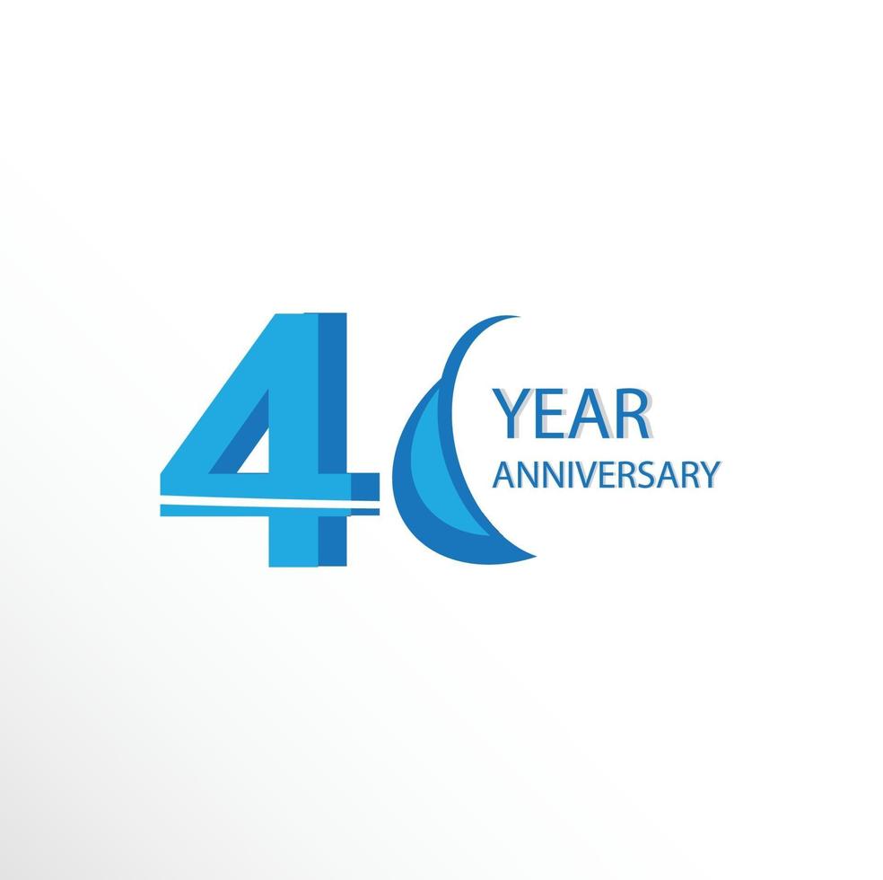 40 años aniversario logo vector plantilla diseño ilustración azul y blanco