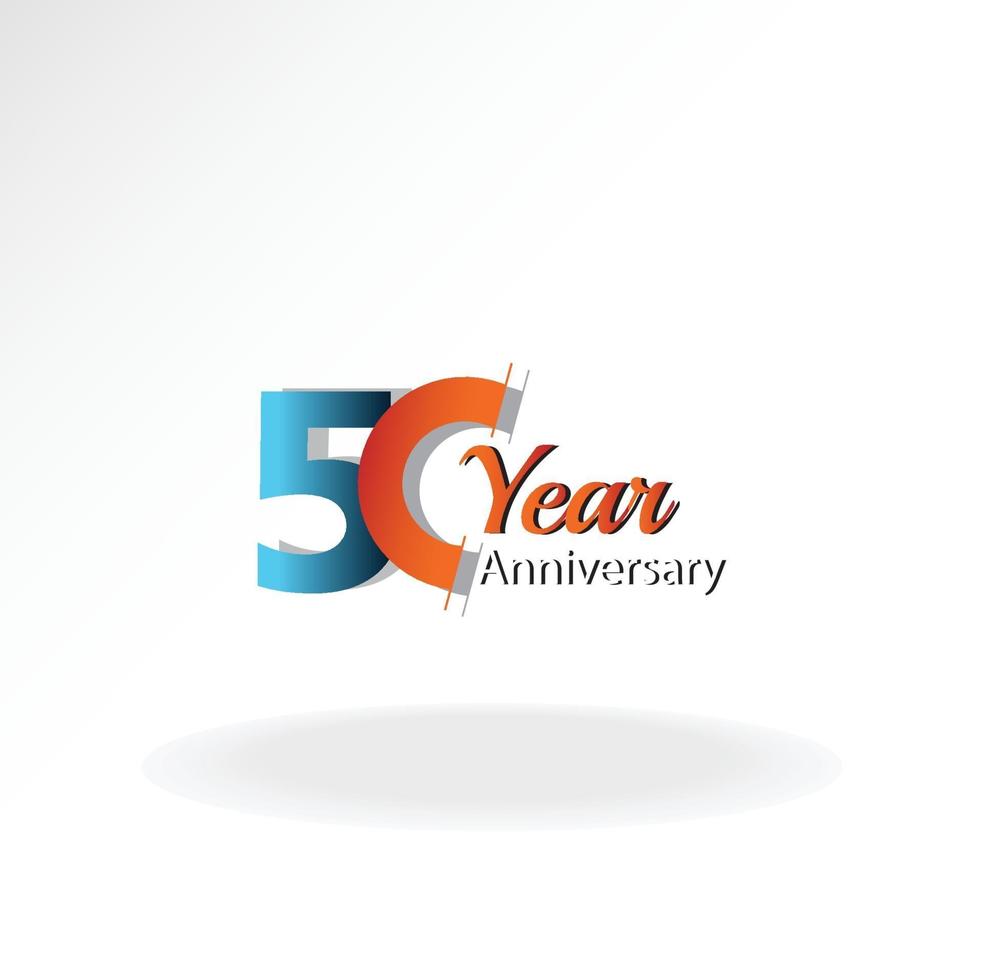 50 años aniversario logo vector plantilla diseño ilustración azul y blanco