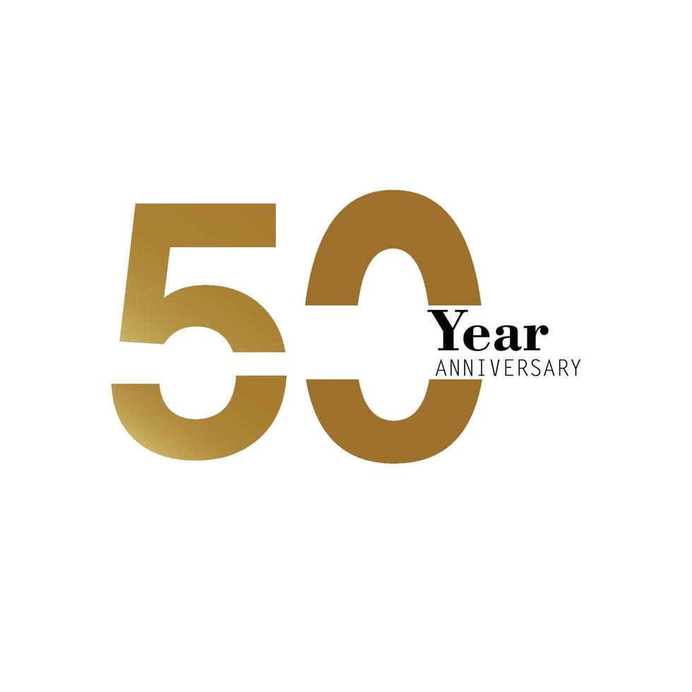 50 años aniversario logo vector plantilla diseño ilustración oro y blanco