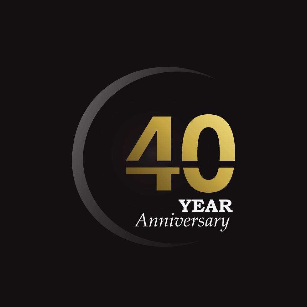 40 Year Anniversary Logo Vector Template Design Illustration gold and black