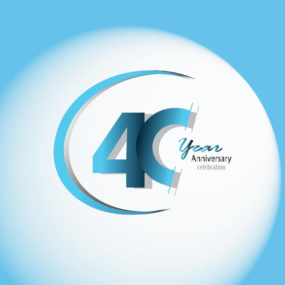 40 años aniversario logo vector plantilla diseño ilustración azul y blanco