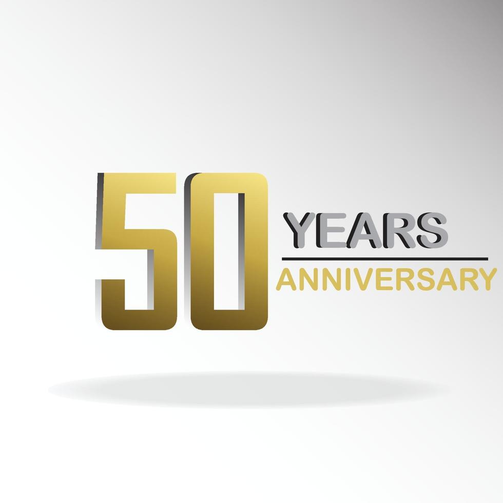 50 años aniversario logo vector plantilla diseño ilustración oro y blanco
