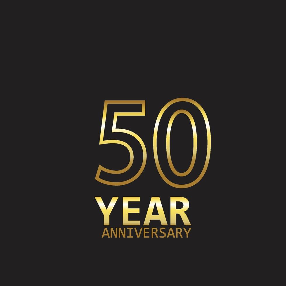 50 años aniversario logo vector plantilla diseño ilustración oro y negro