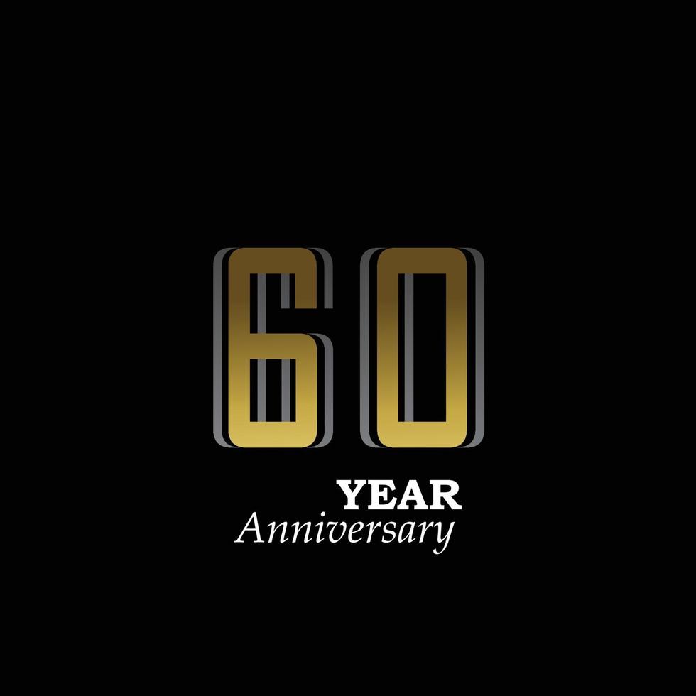 60 Year Anniversary Logo Vector Template Design Illustration gold and black