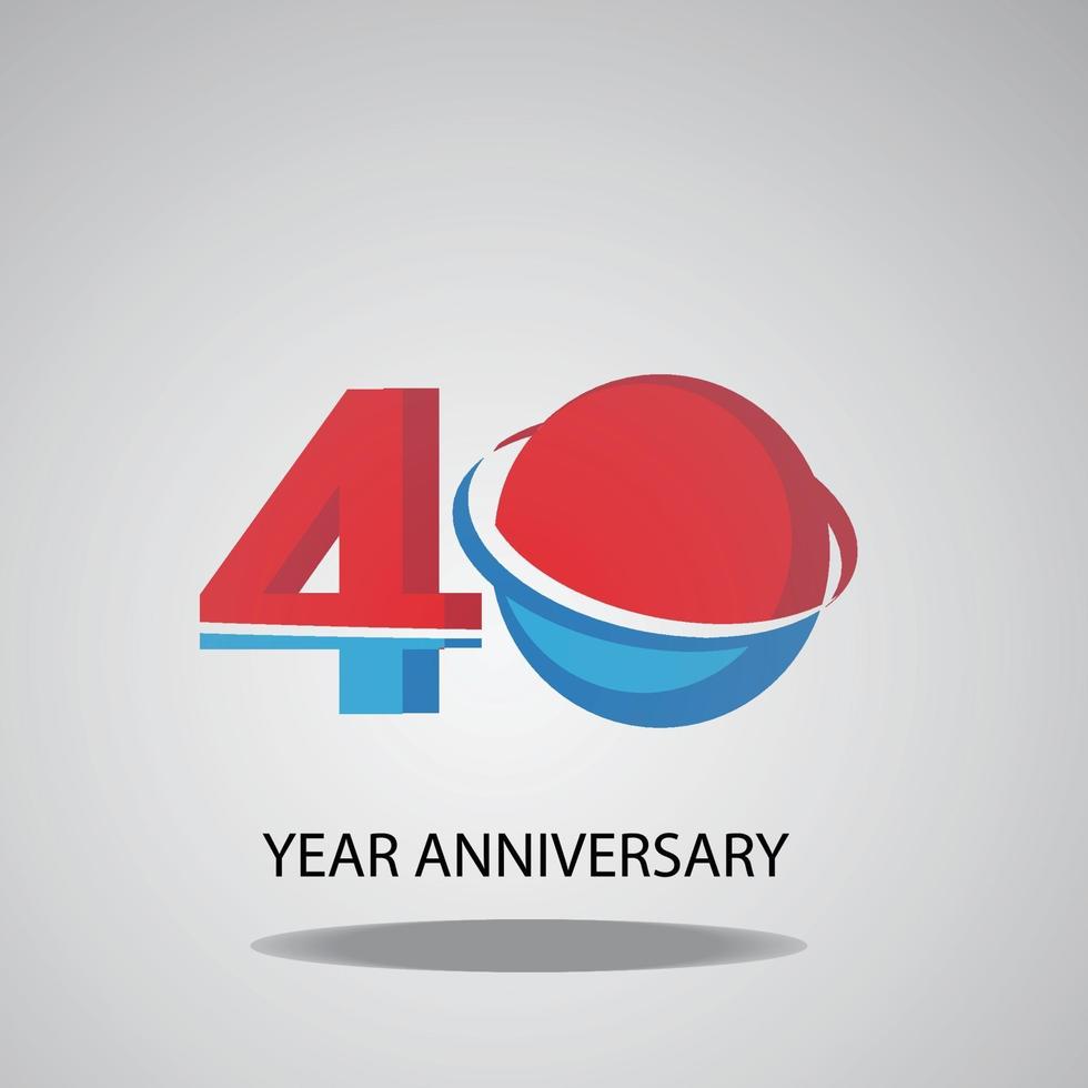 40 Year Anniversary Logo Vector Template Design Illustration