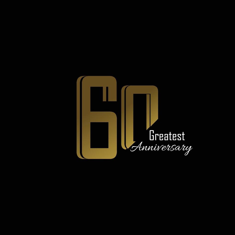 60 años aniversario logo vector plantilla diseño ilustración oro y negro