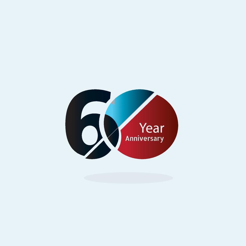 60 Year Anniversary Logo Vector Template Design Illustration