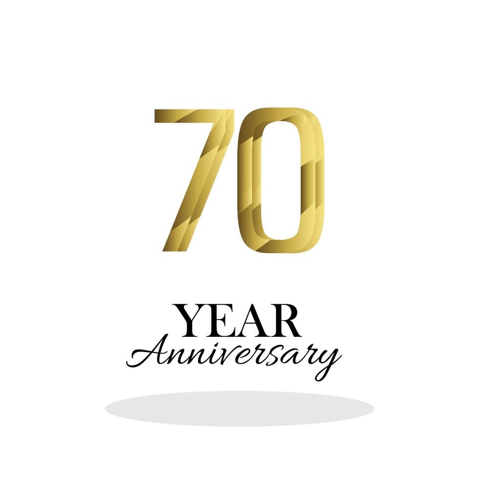 70 Year Anniversary Logo Vector Template Design Illustration gold and white