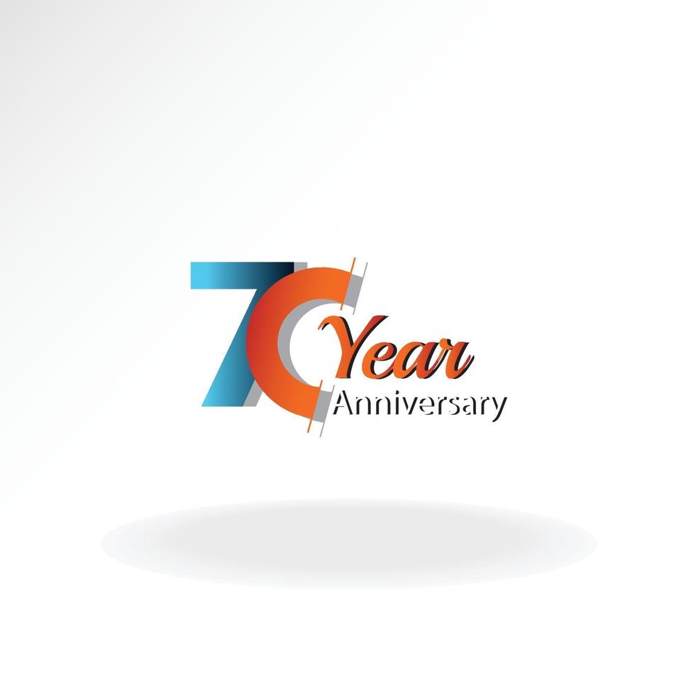 70 Year Anniversary Logo Vector Template Design Illustration blue and white