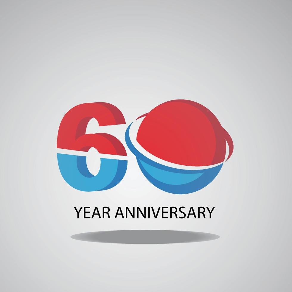 60 Year Anniversary Logo Vector Template Design Illustration