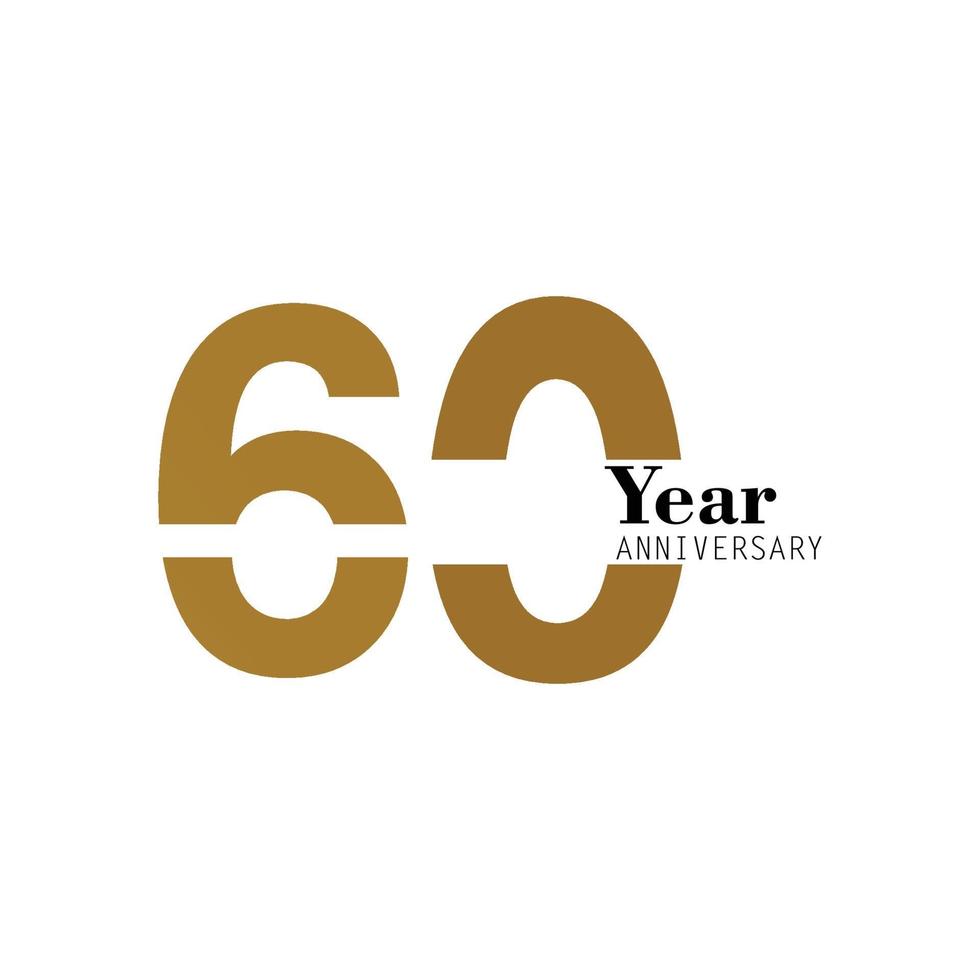 60 Year Anniversary Logo Vector Template Design Illustration gold and white